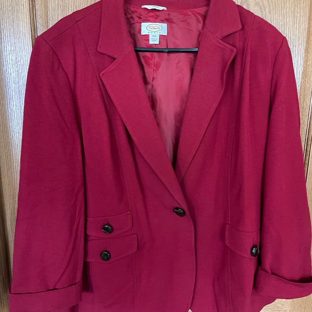 Talbots Soft Red Lined Jacket With Double Pocket/… - image 1